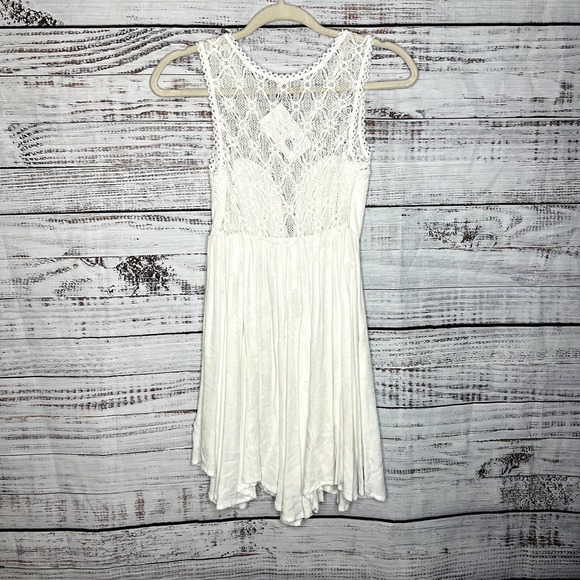 Free People White Fiesta Dress Layered Mini Tunic Dress NWT XS - Picture 4 of 4